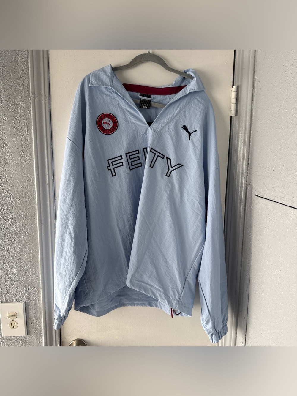 PUMA Fenty X  Nylon Drill Top Pullover Mens Blue Casual Tops 63573448 size L